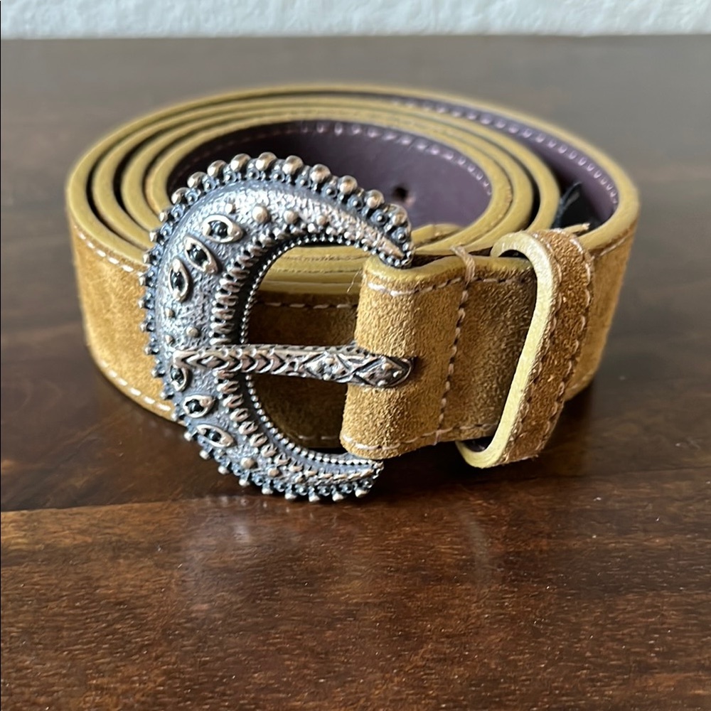 Suede Belt with Silver Buckle